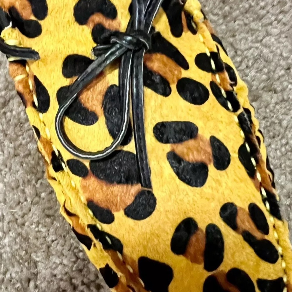 Leopard Print Loafers with Black Bow